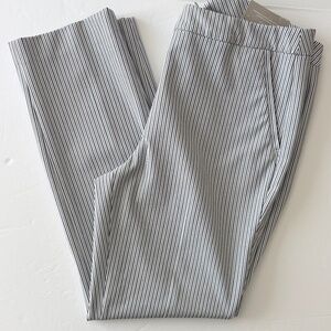 Chico's Women's So Slimming Sz 2R US 12R Pinstripe Straight Leg Pant White Blue